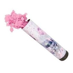 Canon à confettis pour naissance, avec papier rose