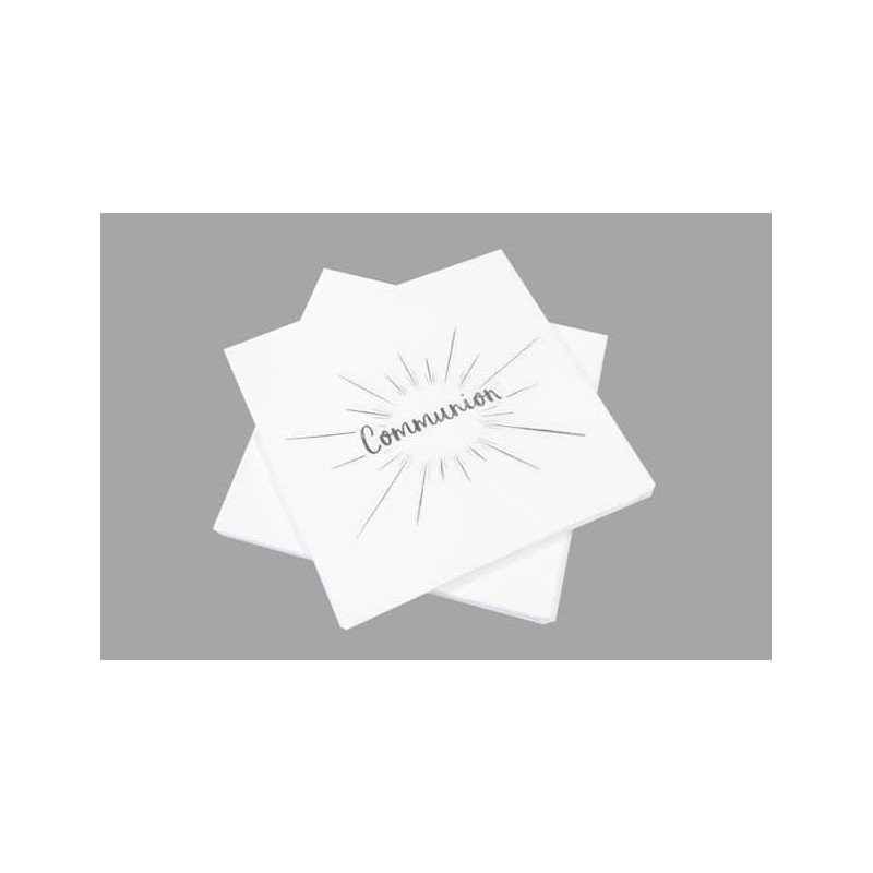20 Kommunionservietten, 33 cm x 33 cm cm, 3-lagig, Metallic-Druck