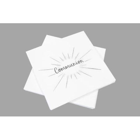 20 Serviettes " Communion, 33cm x 33 cmcm, 3plis, impréssion métalisée