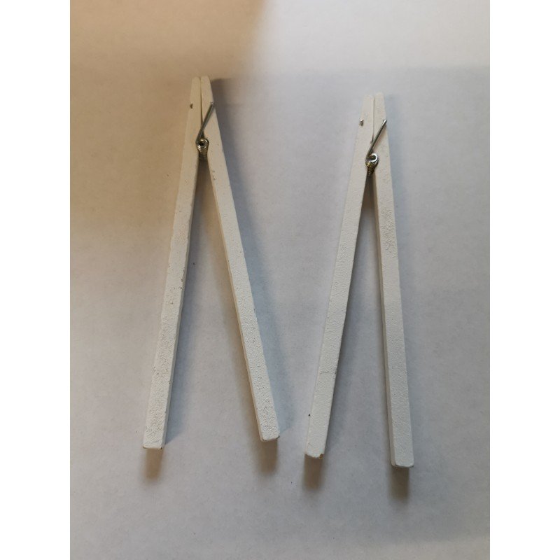 4 clip in legno, misura 15 cm, bianche