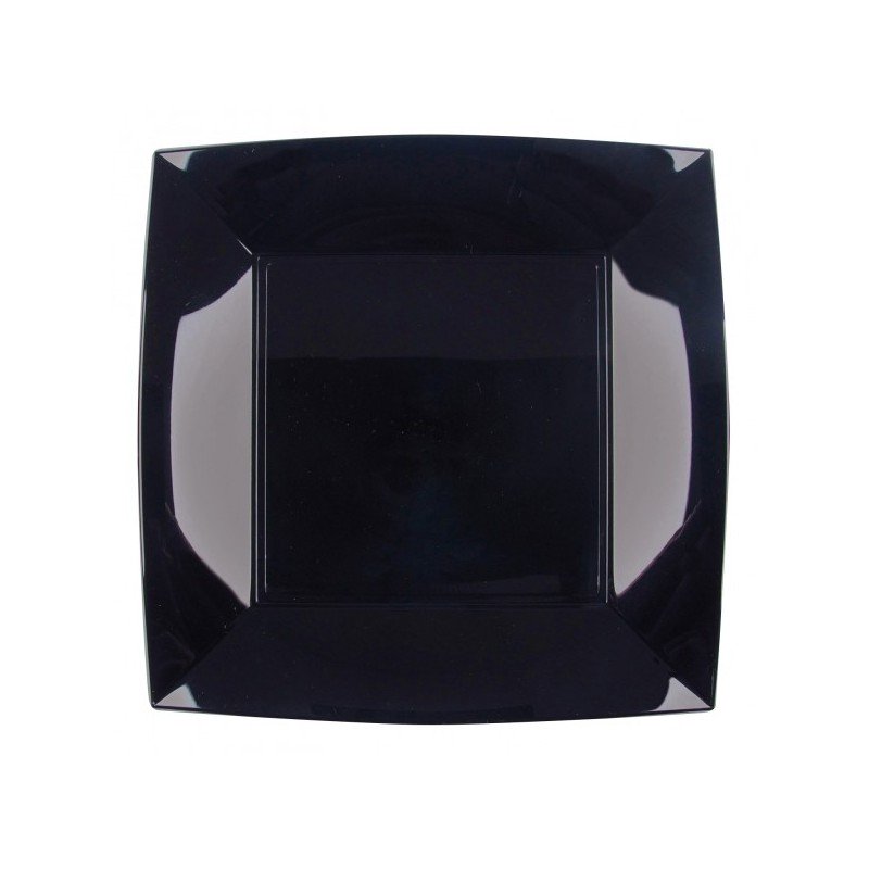 8 piatti piani, 23 x 23 cm, nero