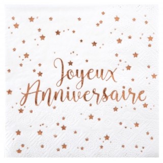 20 Papierservietten 3plis "Joyeux Anniversaire" 12,5x12,5 cm.