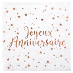 20 Papierservietten 3plis "Joyeux Anniversaire" 12,5x12,5 cm.