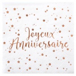 Serviettes en papier "Joyeux anniversaire" 12.5x12.5cm