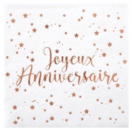 Serviettes en papier "Joyeux anniversaire" 12.5x12.5cm