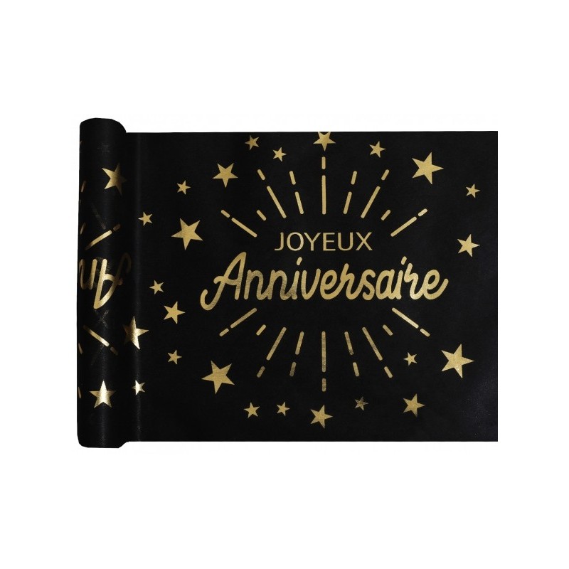 Tischläufer "Joyeux Anniversaire" 30cm x 5m, funkelnd