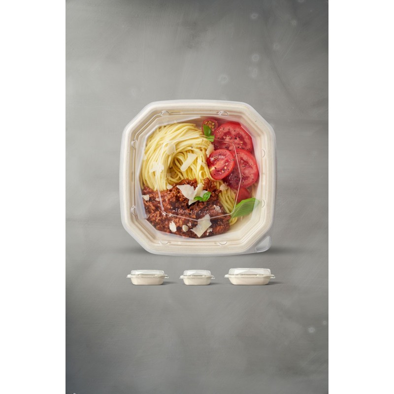Octabagasse® 400 ml Marron 1-Comp avec couvercle transparent Octabagasse® 400 ml Marron 1-Comp avec couvercle transparent