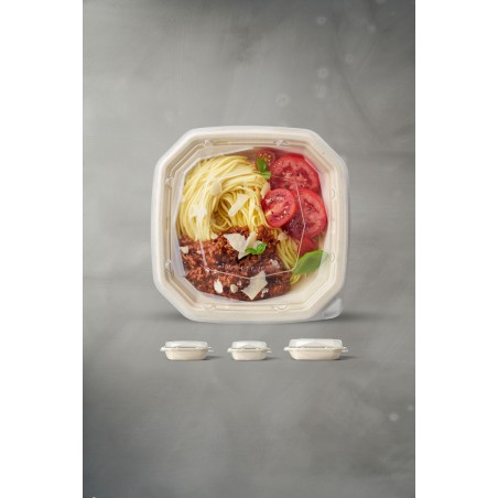 Octabagasse® 400 ml Marron 1-Comp avec couvercle transparent