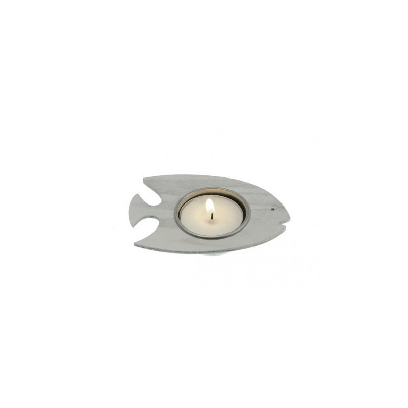 1 Bougeoir poisson en bois, sable, 10cm x 7cm 1 Bougeoir poisson en bois, sable, 10cm x 7cm