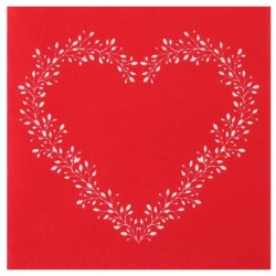 12 Serviettes coeur, 40x40cm, rouge