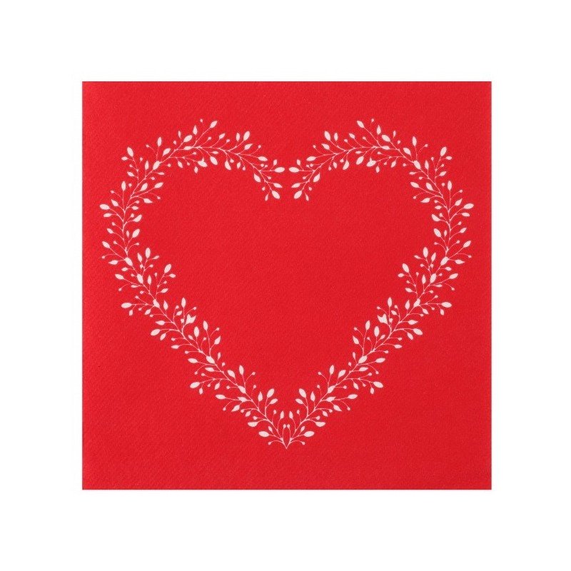 12 Tovaglioli cuore, 40x40cm, rosso