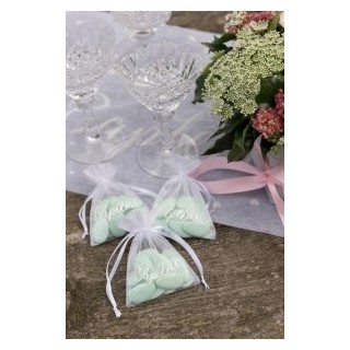 6 Sacchetti in organza, battesimo bianco semplice, 7,5 x 10 cm
