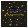10 Serviettes Anniversaire étincelant, noir écriture or 10 Serviettes Anniversaire étincelant, noir écriture or