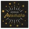 10 Serviettes Anniversaire étincelant, noir écriture or