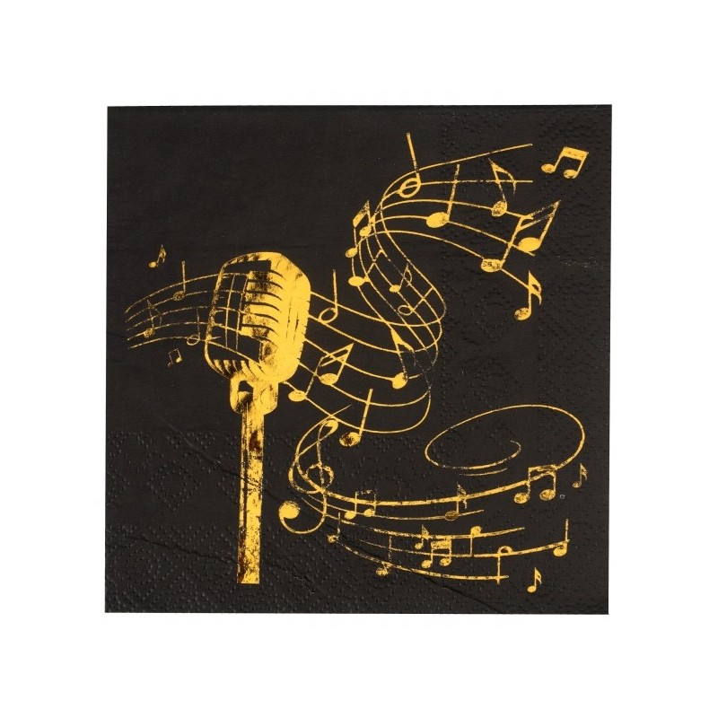 20 tovaglioli, disco d'oro, 12,5 x 12,5 cm, nero