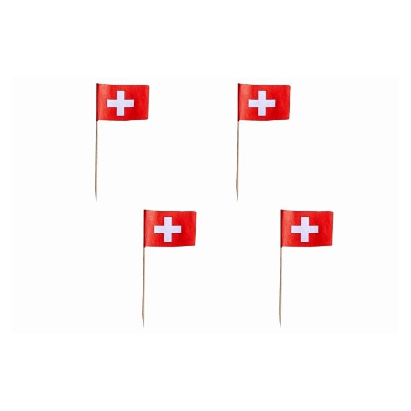 100 Schweizer Fahnenspitzen, 8cm, Holz und Papier
