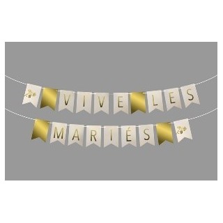 Girlande aus 19 Wimpel "Vive les mariés", 5m