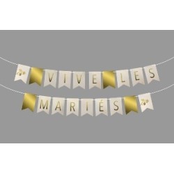 Girlande aus 19 Wimpel "Vive les mariés", 5m