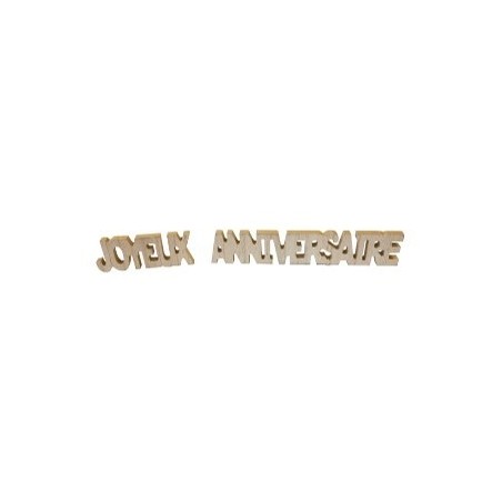 Decorazione da tavola in legno "Joyeux anniversaire", 3D, 2 elementi 20 cm x 4 cm x 0,4 cm