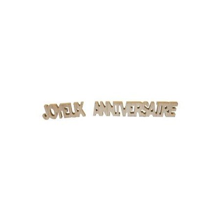 Tischdekoration "Joyeux Anniversaire" aus Holz, 3D, 2 Elemente 20 cm x 4 cm x 0,4 cm