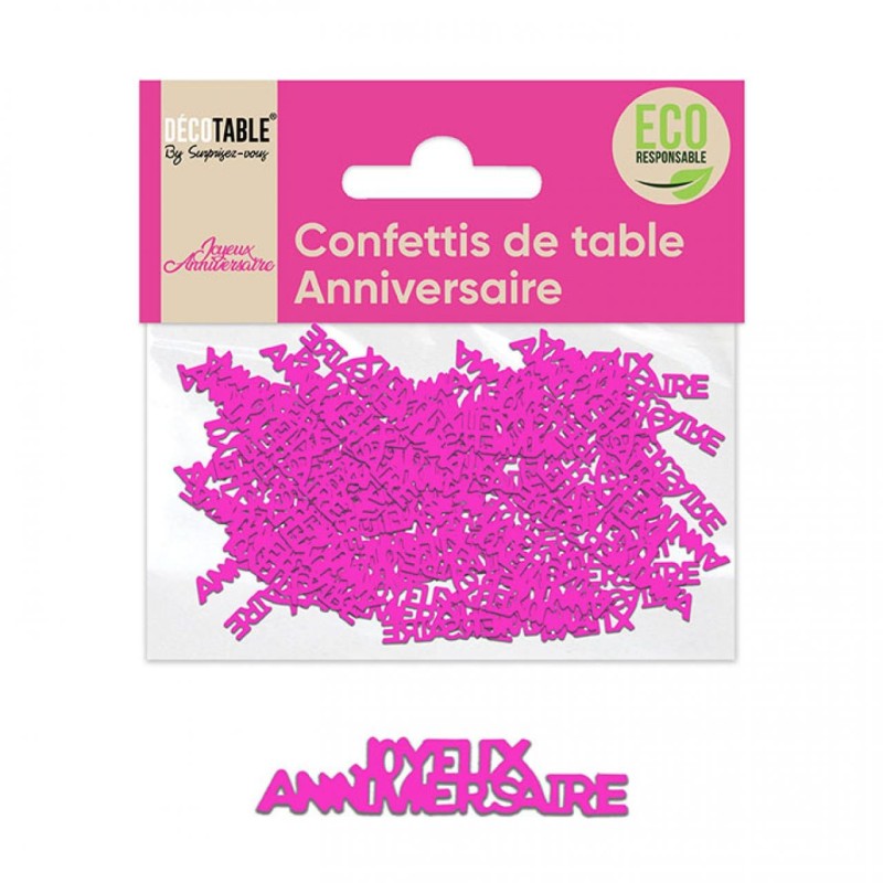 Confettis fuchsia "joyeux anniversaire" Eco responsable papier Confettis fuchsia "joyeux anniversaire" Eco responsable papier