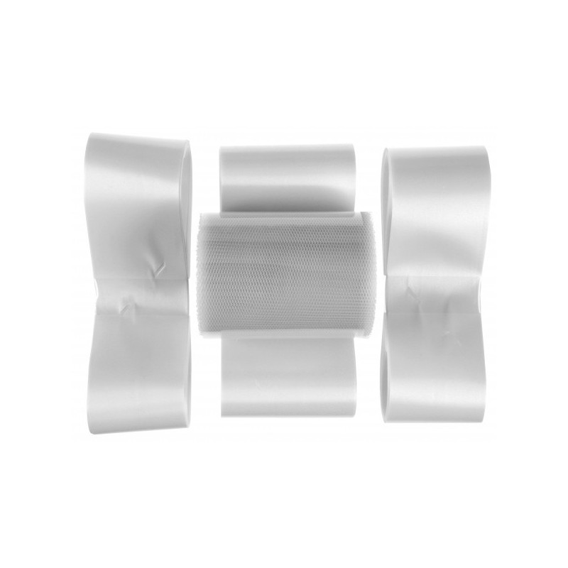 Kit mariage (1 bobine de ruban tulle, 4 petits noeuds polypro automatique Kit mariage (1 bobine de ruban tulle, 4 petits noeuds polypro automatique