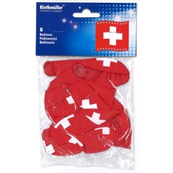 8 Luftballons mit Schweizerkreuz, Ø 75cm