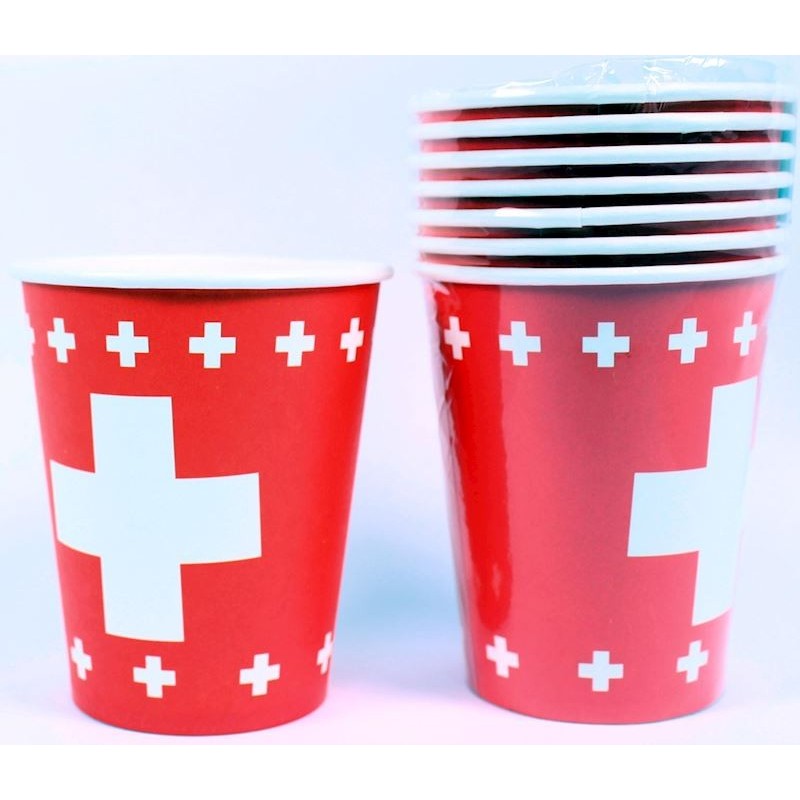 8 Gobelets avec croix Suisse, 0,25l 8 Gobelets avec croix Suisse, 0,25l
