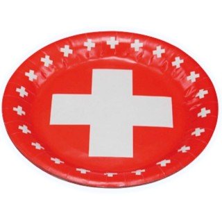 8 Assiettes avec croix Suisse Ø 23cm
