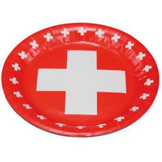 8 Teller mit Schweizerkreuz Ø 23cm