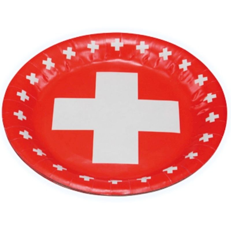 8 Piatti con croce svizzera Ø 23cm 8 Piatti con croce svizzera Ø 23cm
