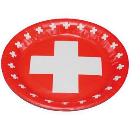 8 Assiettes avec croix Suisse Ø 23cm