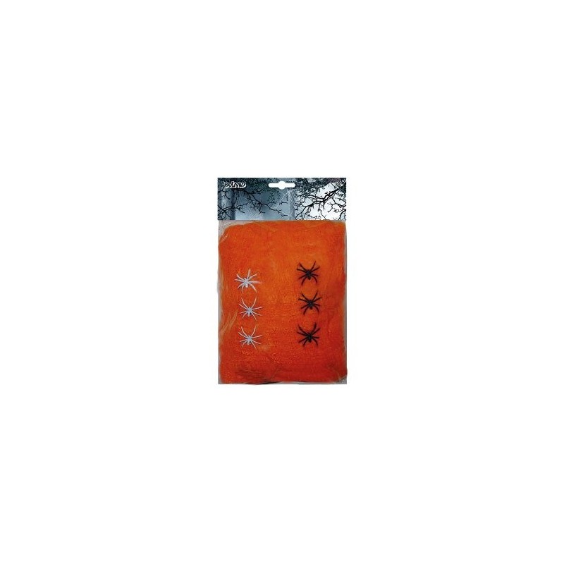 Toile d'araignée orange incl. 5 araignées  100g Toile d'araignée orange incl. 5 araignées  100g