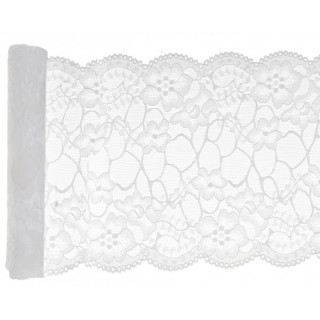 Runner da tavola in pizzo premium, bianco, 18 cm x 3 m