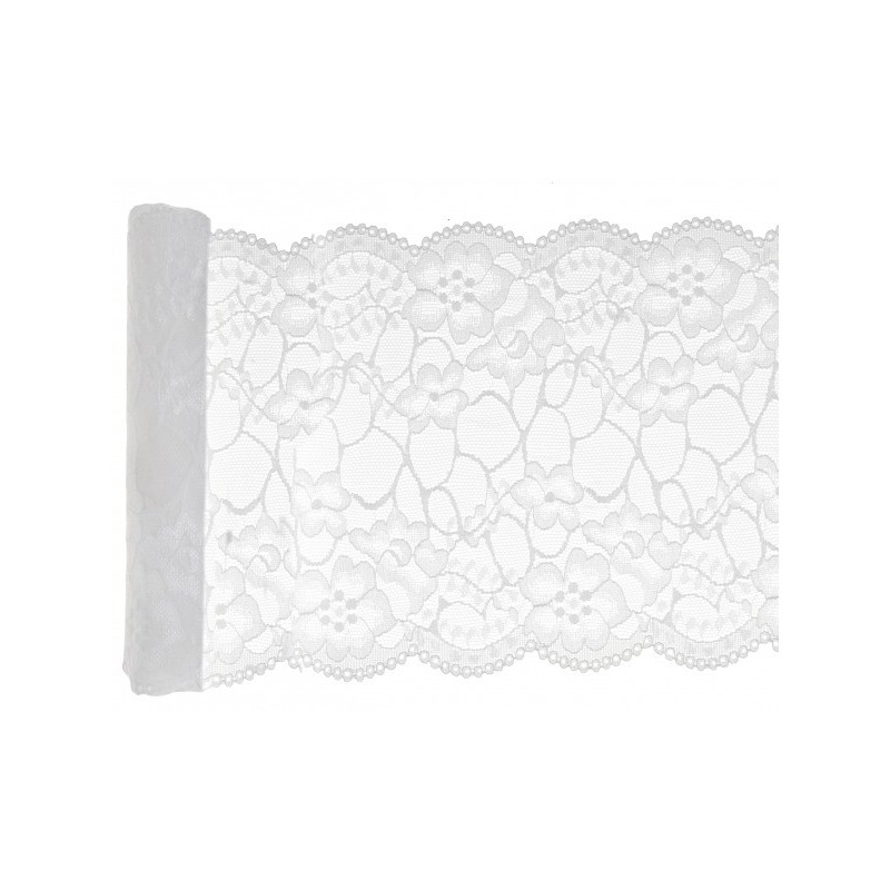 Chemin de table dentelle prenium, blanc, 18cm x 3m Chemin de table dentelle prenium, blanc, 18cm x 3m