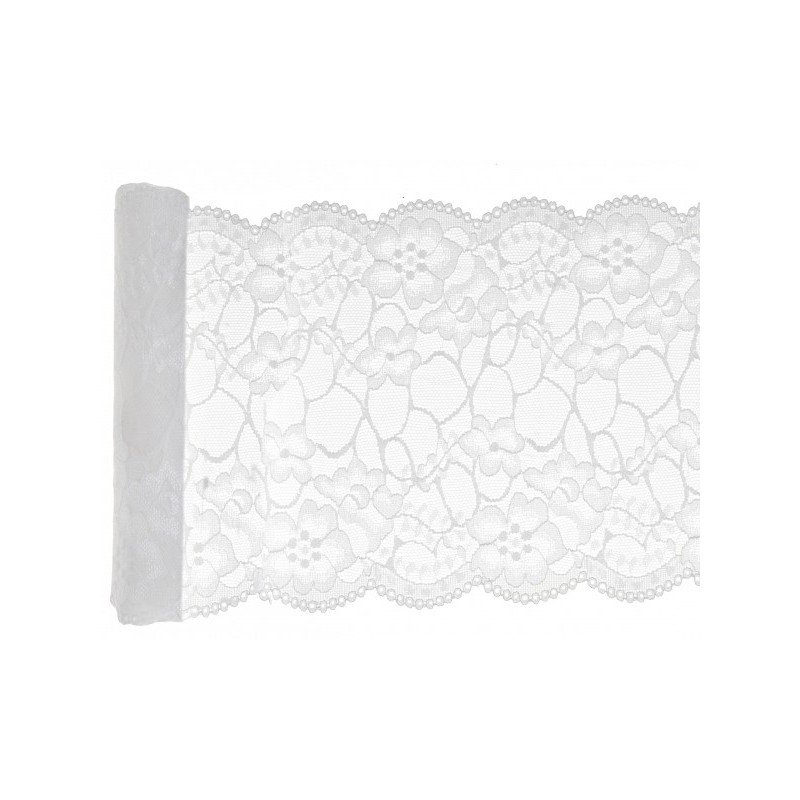 Chemin de table dentelle prenium, blanc, 18cm x 3m
