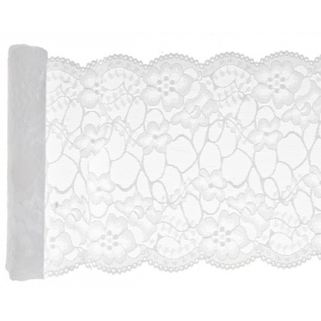 Premium Tischläufer aus Spitze, weiß, 18 cm x 3 m