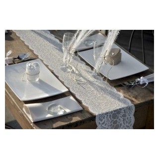 Chemin de table dentelle prenium, blanc, 18cm x 3m
