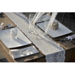 Chemin de table dentelle prenium, blanc, 18cm x 3m