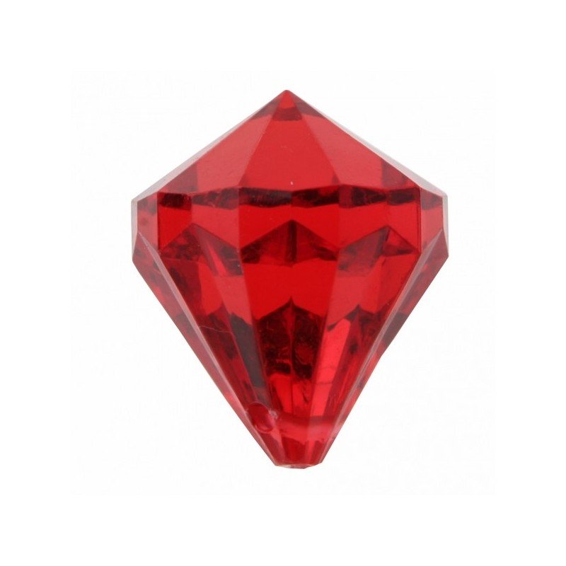 6 Perles Pampille diamant rouge, percées, 2,2 x 2.8 cm