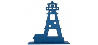 Grand phare en bois, bleu, 16.5 x 6 x 38.5 cm