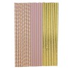 22 Pailles en carton rose poudre et or 19,5cm