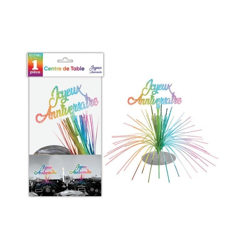Centre de table joyeux anniversaire, multicolore Centre de table joyeux anniversaire, multicolore