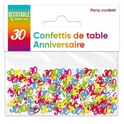 Confettis de table multicolore en papier 30 ans