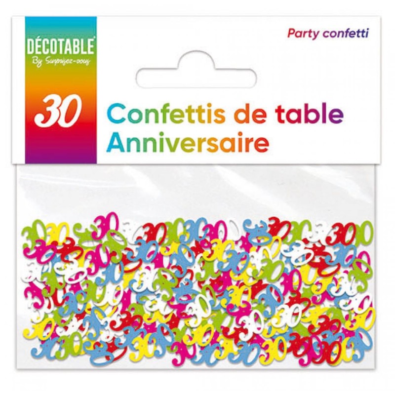 Confettis de table multicolore en papier 30 ans Confettis de table multicolore en papier 30 ans