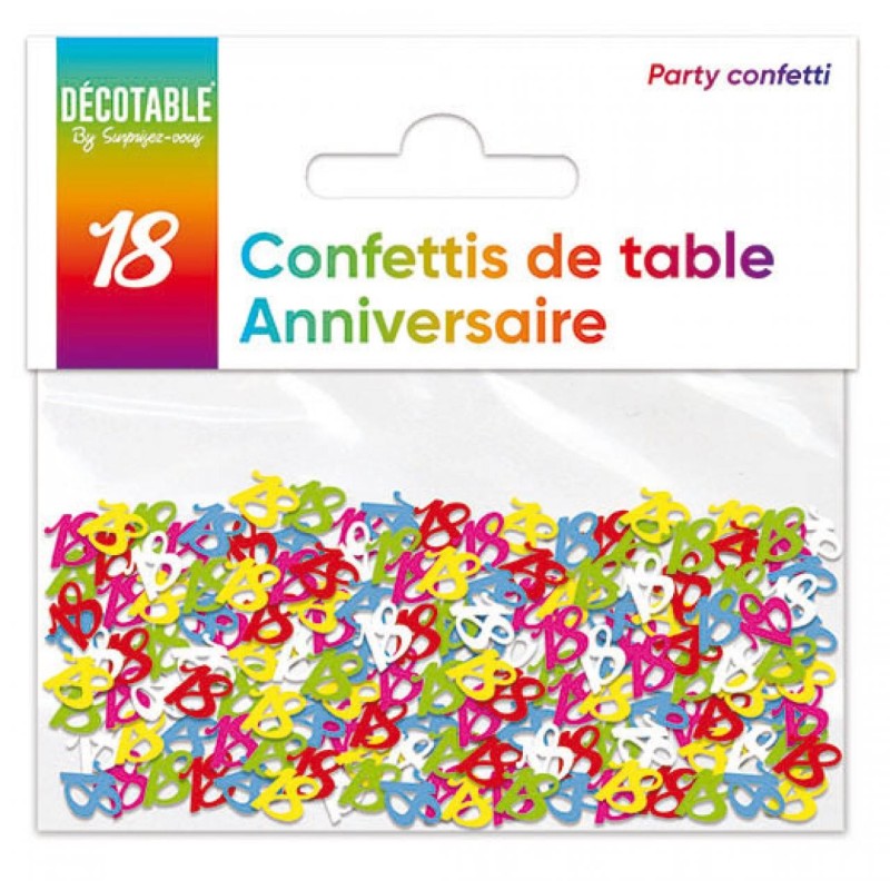 Confettis de table multicolore en papier 18 ans Confettis de table multicolore en papier 18 ans