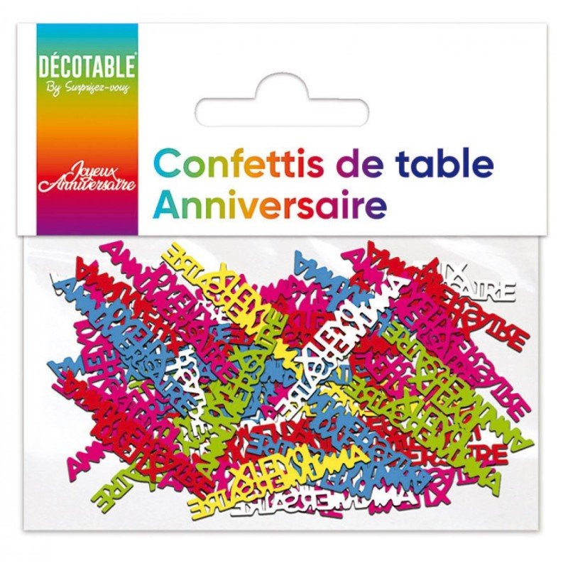 Coriandoli da tavola in carta multicolore "Joyeux Anniversaire"