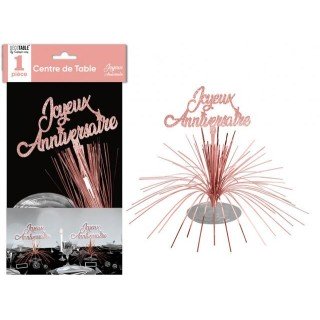 Centre de table joyeux anniversaire, rose gold