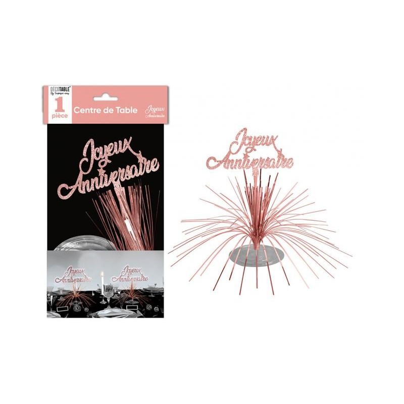 Centre de table joyeux anniversaire, rose gold Centre de table joyeux anniversaire, rose gold