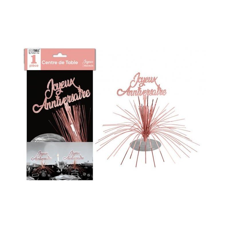 Centrotavola di buon compleanno, oro rosa